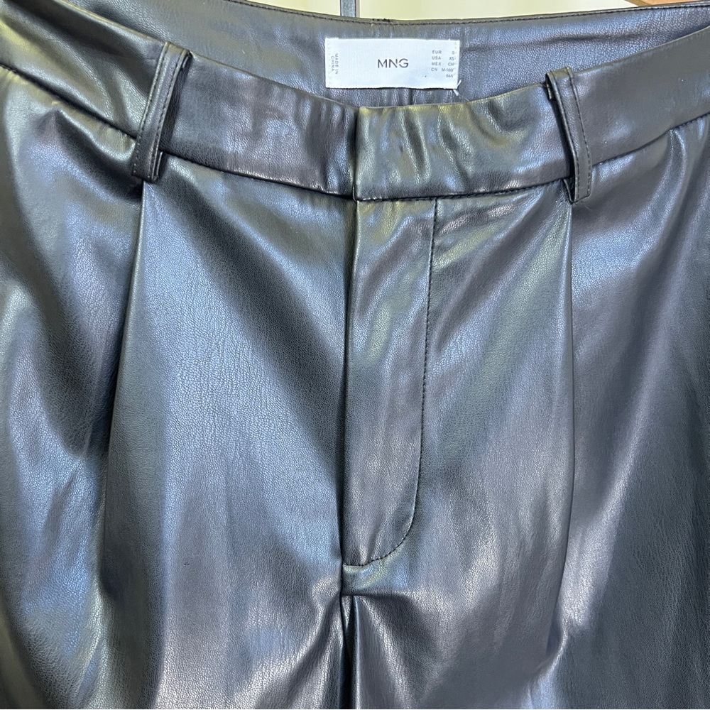 Mango Black Faux-Leather Gaucho Pants - Picture 6 of 16